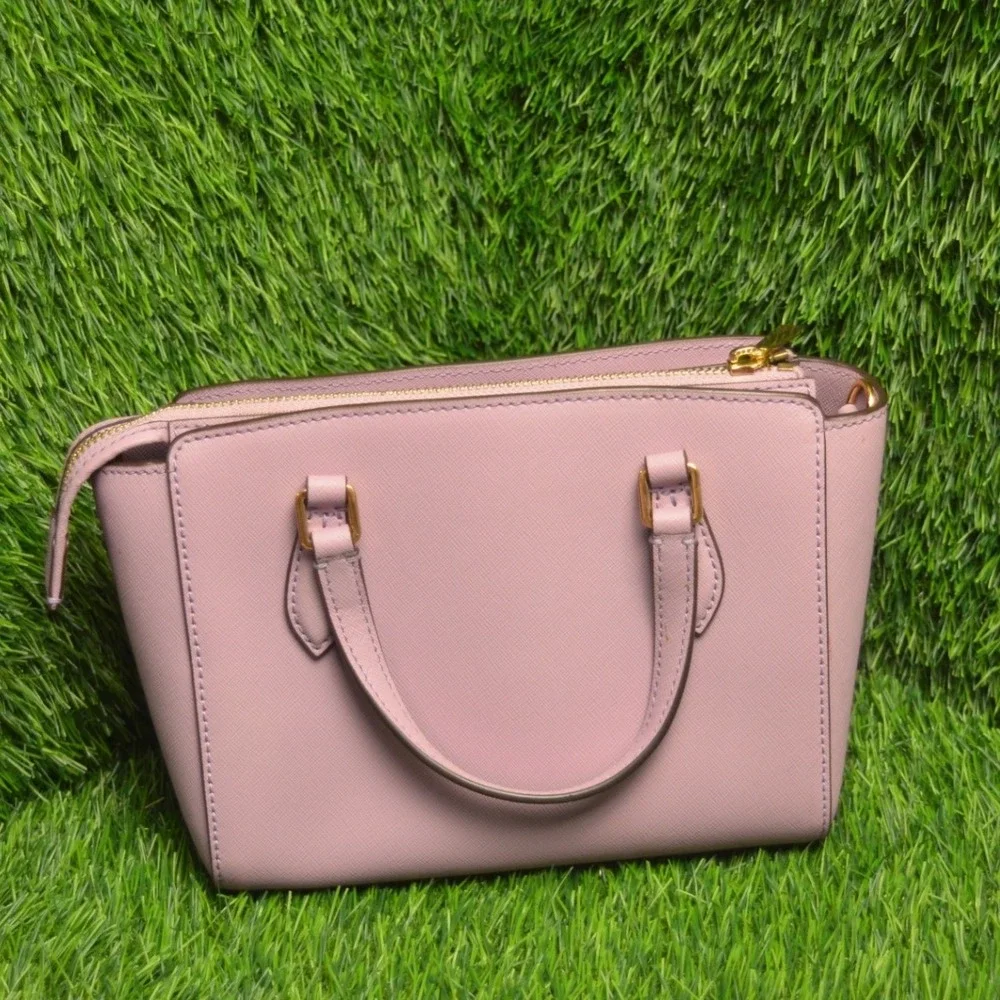 Tory Burch Emerson Mini Zip Tote Saffiano Leather Pink Lavender Crossbody Bag